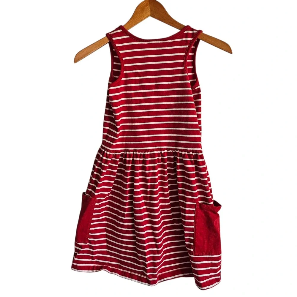 Hanna Andersson Striped Dress‎ Sleeveless Casual Pockets Red White Size 150